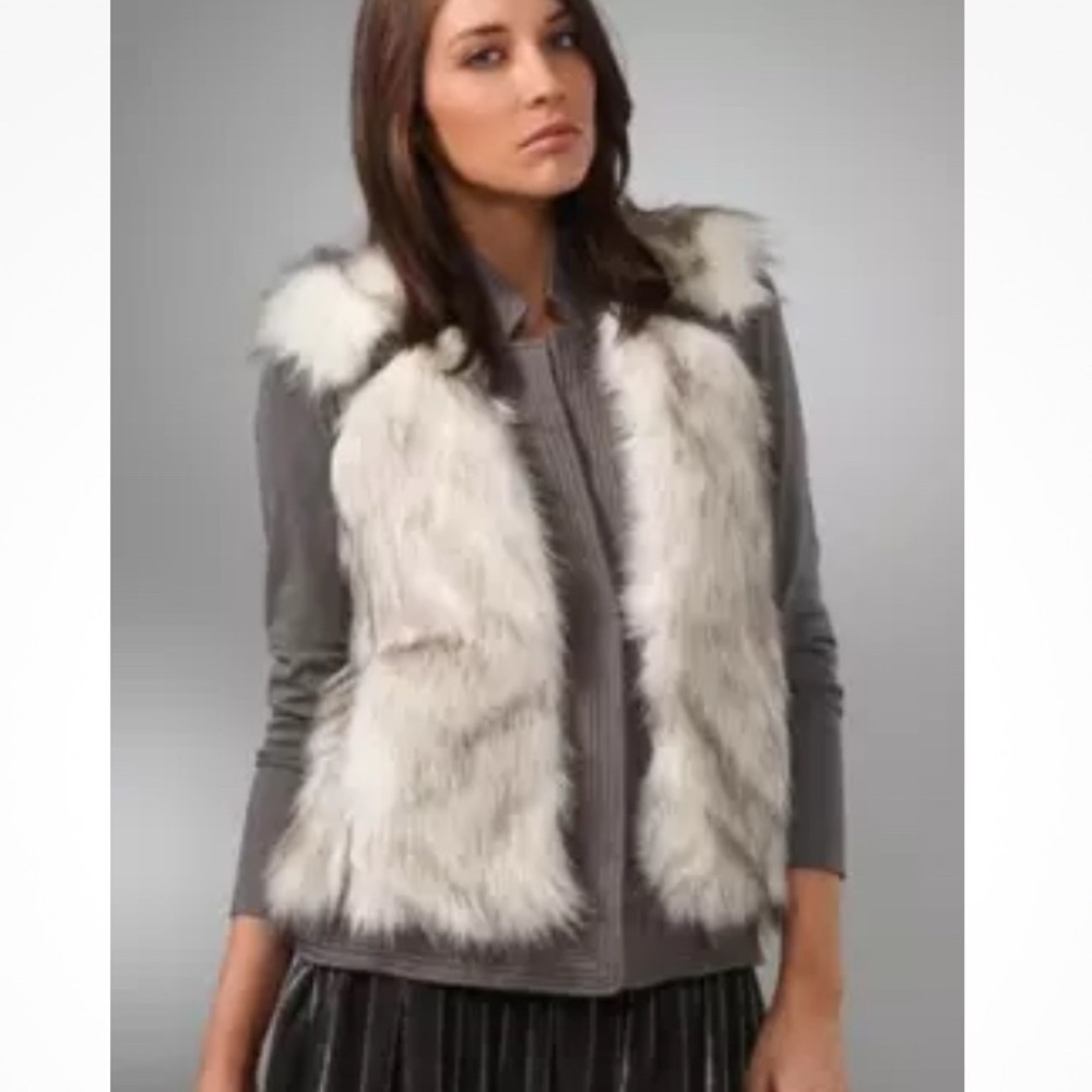 NEW Rebecca Taylor Runway Medium Faux Fur Vest ~ Modern Party Evening Cozy